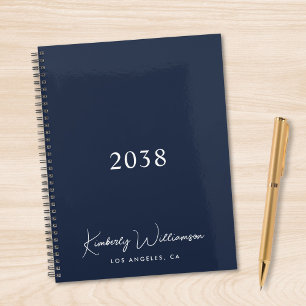 Chique handtekening script monogram blauw zakelijk planner