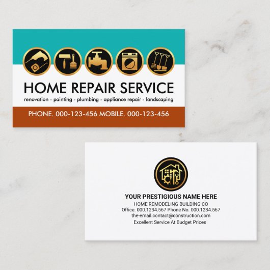 Chique Handyman Tools Aannemer Visitekaartje (Voorkant / Achterkant)