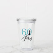 Chique Helder Blauw Glitter Zestig Sassy 60ste Ver Acryl Drinkbeker (Voorkant)
