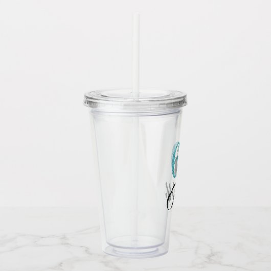 Chique Helder Blauw Glitter Zestig Sassy 60ste Ver Acryl Drinkbeker (Rechts)