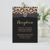 Chique heldere diamant luipaard bruiloftsreceptie kaart (Staand voorkant)