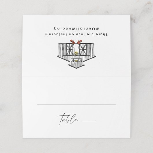 Chique Herfst Barn | Huwelijkshashtag (Buitenkant ongevouwen)