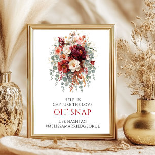 Chique herfst Marsala bloemen Oh Snap tafelkaart Poster