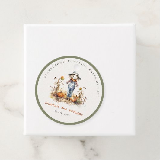 Chique Herfst Pompoen Scarecrow Oogst Kinderen Ver Bedankjes Labels (In situ)