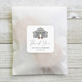 Chique Herfst schuur dank u bruiloft Vierkante Sticker