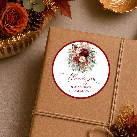 Chique herfst terracotta boho bruiloft sticker ar