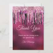 Chique hete roze zwarte druppels glitter kaart (Voorkant)