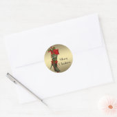 Chique hoge hak kous rood goud Kerst sticker (Envelop)
