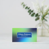 Chique holografisch blauw groen turquoise met lijs visitekaartje (Staand voorkant)