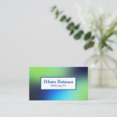 Chique holografisch blauw groen turquoise met lijs visitekaartje (Staand voorkant)