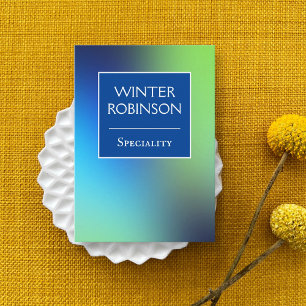 Chique holografisch blauw groen turquoise verticaa visitekaartje