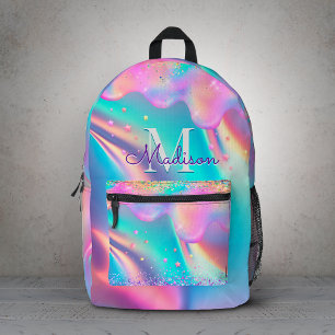 Chique holografisch druipend glitter monogram bedrukte rugzak