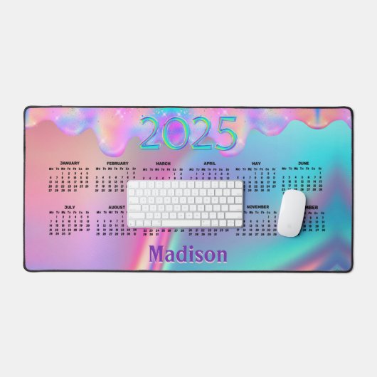 Chique holografisch druppelen glitter monogram bureaumat (Keyboard & Muis)