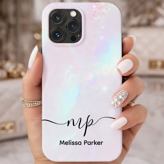 Chique holografisch iriserend monogram Case-Mate iPhone case
