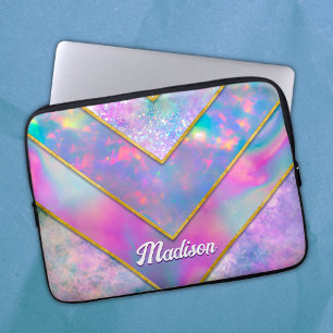 Chique holografisch meisjesachtig stijlvol roze laptop sleeve