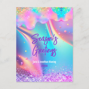 Chique holografische druppels glitter Kerstmis nie Briefkaart