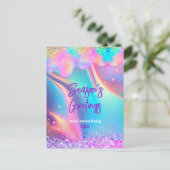 Chique holografische druppels glitter Kerstmis nie Briefkaart (Staand voorkant)