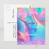 Chique holografische druppels glitter Kerstmis nie Briefkaart (Voorkant / Achterkant)