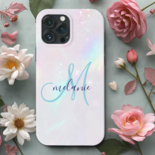 Chique holografische iriserende monogram iPhone 13 pro max hoesje