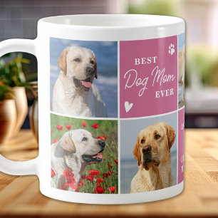 Chique HOND MAM Gepersonaliseerde Roze 7 Foto Coll Koffiemok