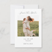 Chique Hydrangea Script Photo Save The Date Kaart (Voorkant)