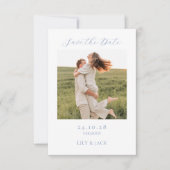 Chique Hydrangea Script Photo Save The Date Kaart (Voorkant)
