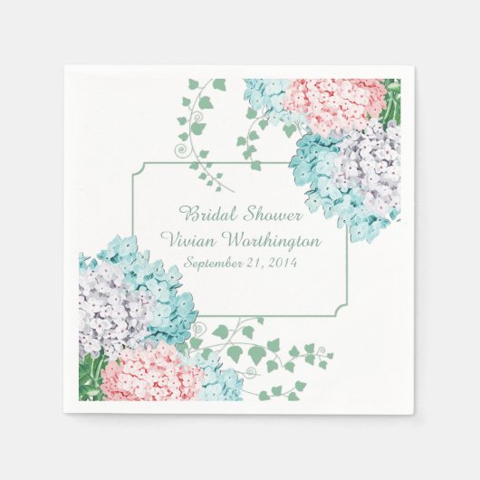 Chique Hydrangeas en Ivy Vrijgezellenfeesten serve Servet (Voorkant)