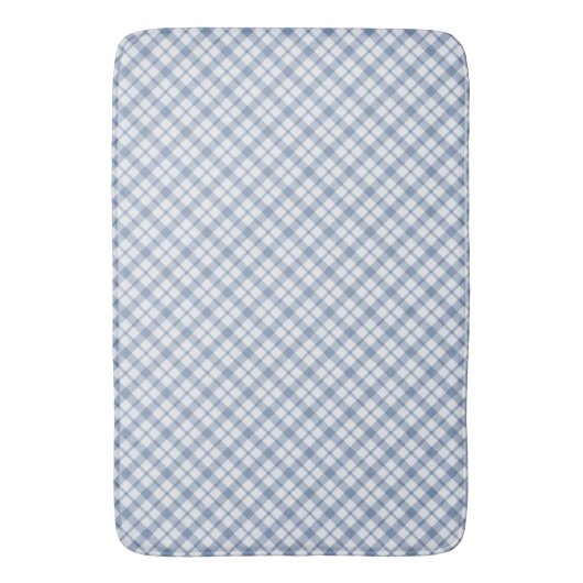 Chique Indigo Blauw en Wit Preppy Check Badmat (Voorkant Verticaal)