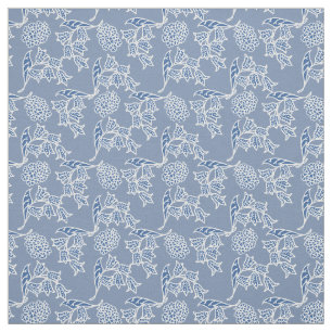 Chique Indigo Blauwe Etnische Bloemprint Stof