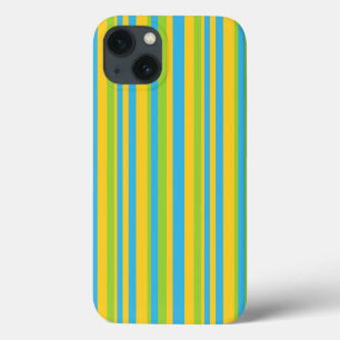 Chique iPad Case: Turquoise, geel, groene strepen iPhone 13 Hoesje