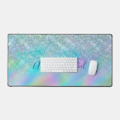 Chique iriserende ombre blauwe faux glitter bureaumat (Keyboard & Muis)