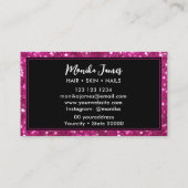 Chique iriserende roze faux glitter monogram visitekaartje (Achterkant)