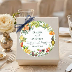 Chique Italiaanse citrus verlovingsfeest Ronde Sticker