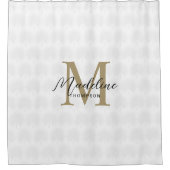 Chique Ivoor Wit Goud Anahaw Blad Script Monogram Douchegordijn (Voorkant)