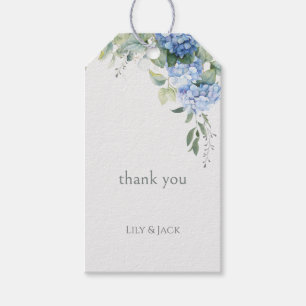 Chique jeugdige bloemenblauwe hortensia event brui cadeaulabel