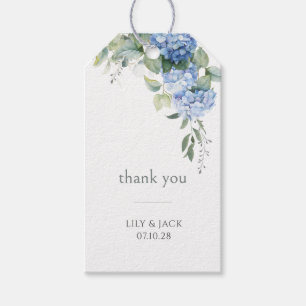 Chique jeugdige bloemenblauwe hortensia event brui cadeaulabel