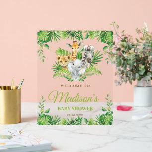 Chique Jungle Dieren Groene Baby Shower Welkom Acryl Bord