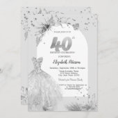 Chique jurk winter grijs 40e verjaardag kaart (Voorkant / Achterkant)