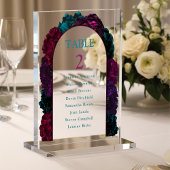 Chique juweeltinten bloemen bruiloft nummers zitpl acryl bord