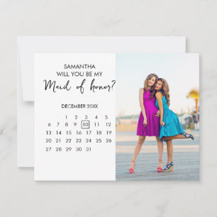 Chique kalender aangepaste foto bruidsmeisje vraag kaart