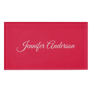 Chique kalligrafie Elegant Cherry Red gepersonalis Naambadge
