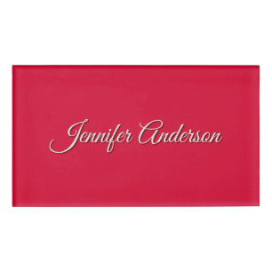 Chique kalligrafie Elegant Cherry Red gepersonalis Naambadge