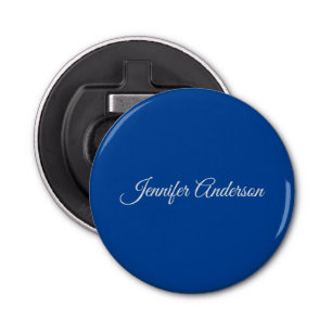 Chique kalligrafie Elegant Deep Blue gepersonalise Button Flesopener