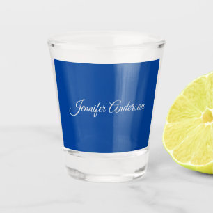 Chique kalligrafie Elegant Deep Blue gepersonalise Shot Glas