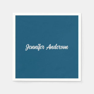 Chique kalligrafie Elegant Ocean Blue gepersonalis Servet
