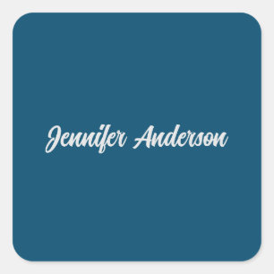 Chique kalligrafie Elegant Ocean Blue gepersonalis Vierkante Sticker