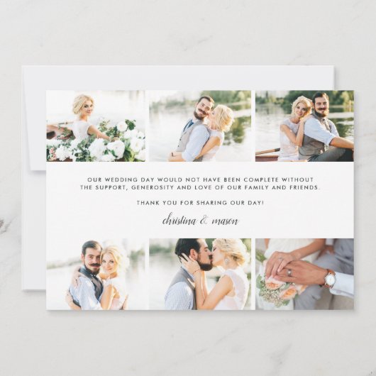 chique kalligrafie | Fotocollage bruiloft Dank u Bedankkaart (Achterkant)
