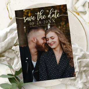 Chique kalligrafie Huwelijk Save The Date Folie Uitnodiging