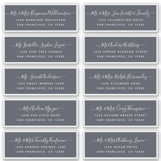 Chique kalligrafie huwelijksgast adreslabels sticker (Voorkant)