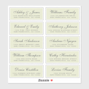 Chique kalligrafie huwelijksgast adreslabels sticker